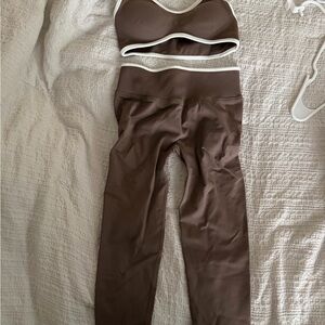 Brown and White Activewear Set